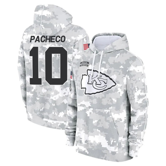KC.Chiefs #10 Isiah Pacheco Player Salute to Service Hoodies Football Jerseys