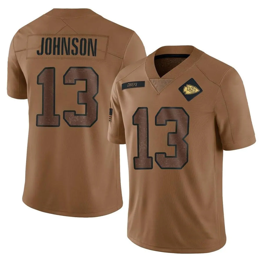 KC.Chiefs #13 Nazeeh Johnson Player Brown Salute To Service Limited Football Jerseys