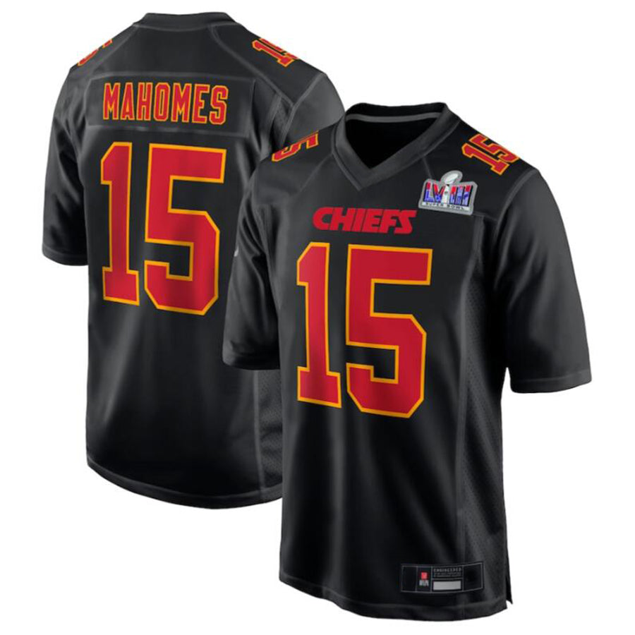 KC.Chiefs #15 Patrick Mahomes Black Stitched Player Game Football Jerseys