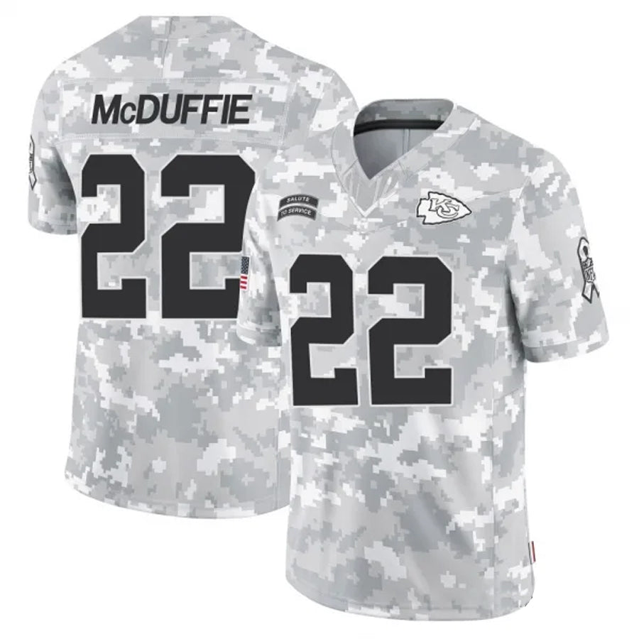 KC.Chiefs #22 Trent McDuffie Player Arctic Camo Salute to Service Limited Football Jerseys