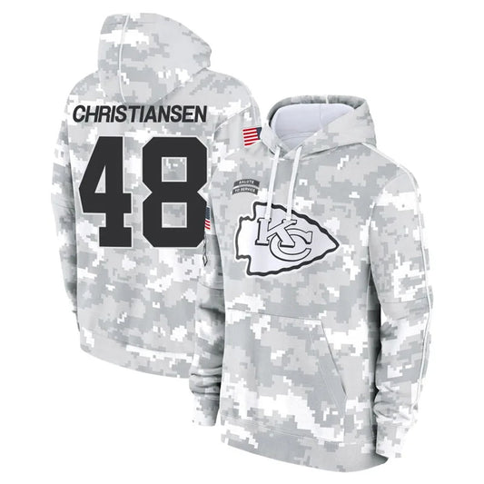 KC.Chiefs #48 Cole Christiansen Player Salute to Service Hoodies Football Jerseys