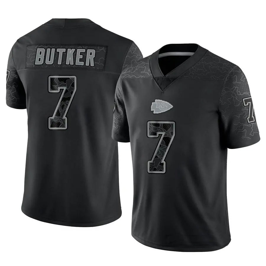 KC.Chiefs #7 Harrison Butker Player Black RFLCTV Limited Football Jerseys