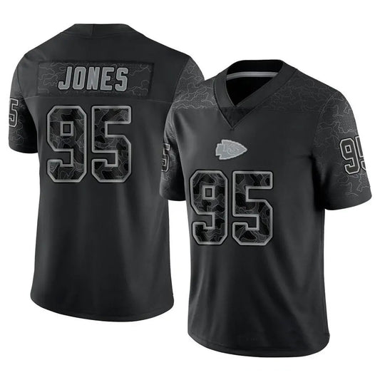 KC.Chiefs #95 Chris Jones Player Black RFLCTV Limited Football Jerseys