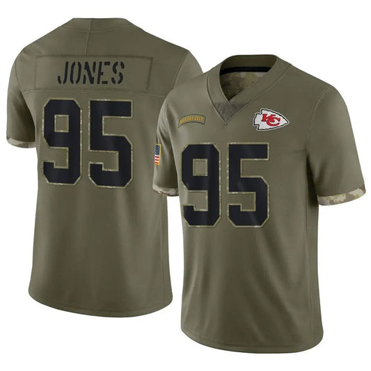KC.Chiefs #95 Chris Jones Player Olive Limited Salute To Service Football Jerseys