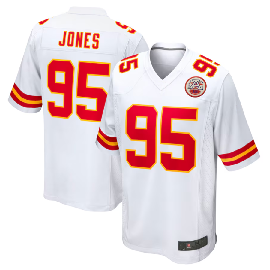KC.Chiefs #95 Chris Jones Player White Home Game Football Jerseys