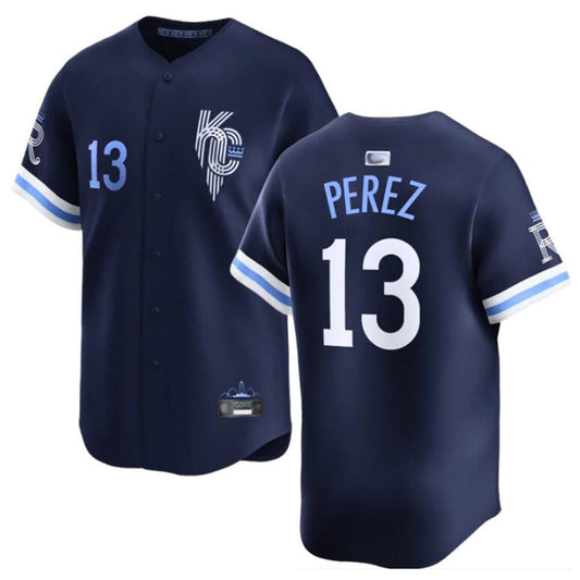 KC.Royals #13 Salvador Perez Player Blue City Connect Baseball Jerseys