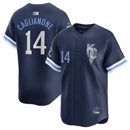 KC.Royals #14 Jac Caglianone Player  Navy Blue City Connect Limited Baseball Jerseys