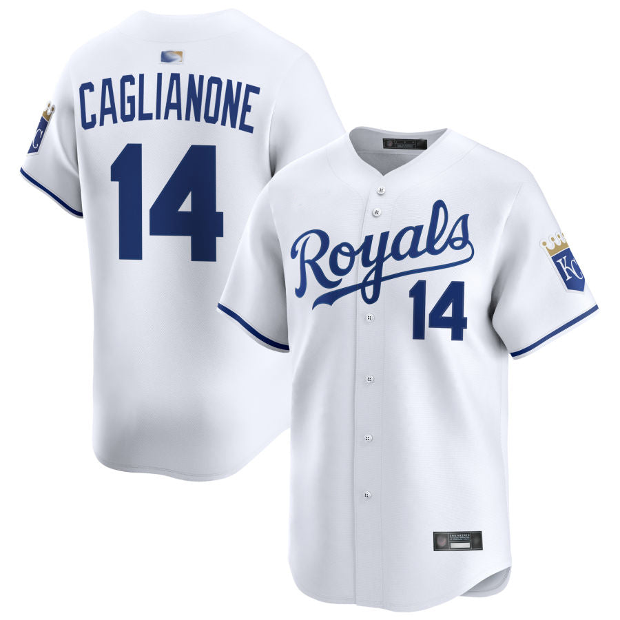 KC.Royals #14 Jac Caglianone Player White Home Limited Baseball Jerseys