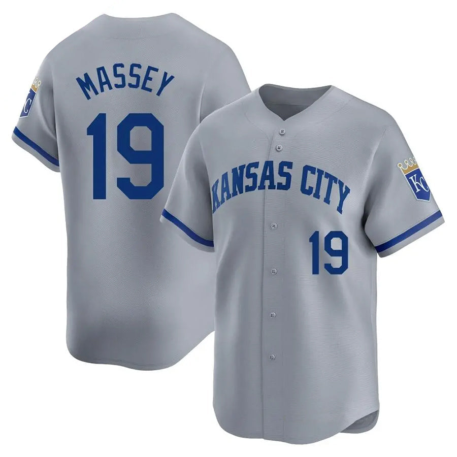 KC.Royals #19 Michael Massey Player Gray Home Limited Baseball Jerseys