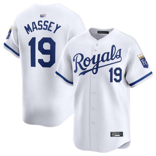KC.Royals #19 Michael Massey Player White Home Limited Baseball Jerseys