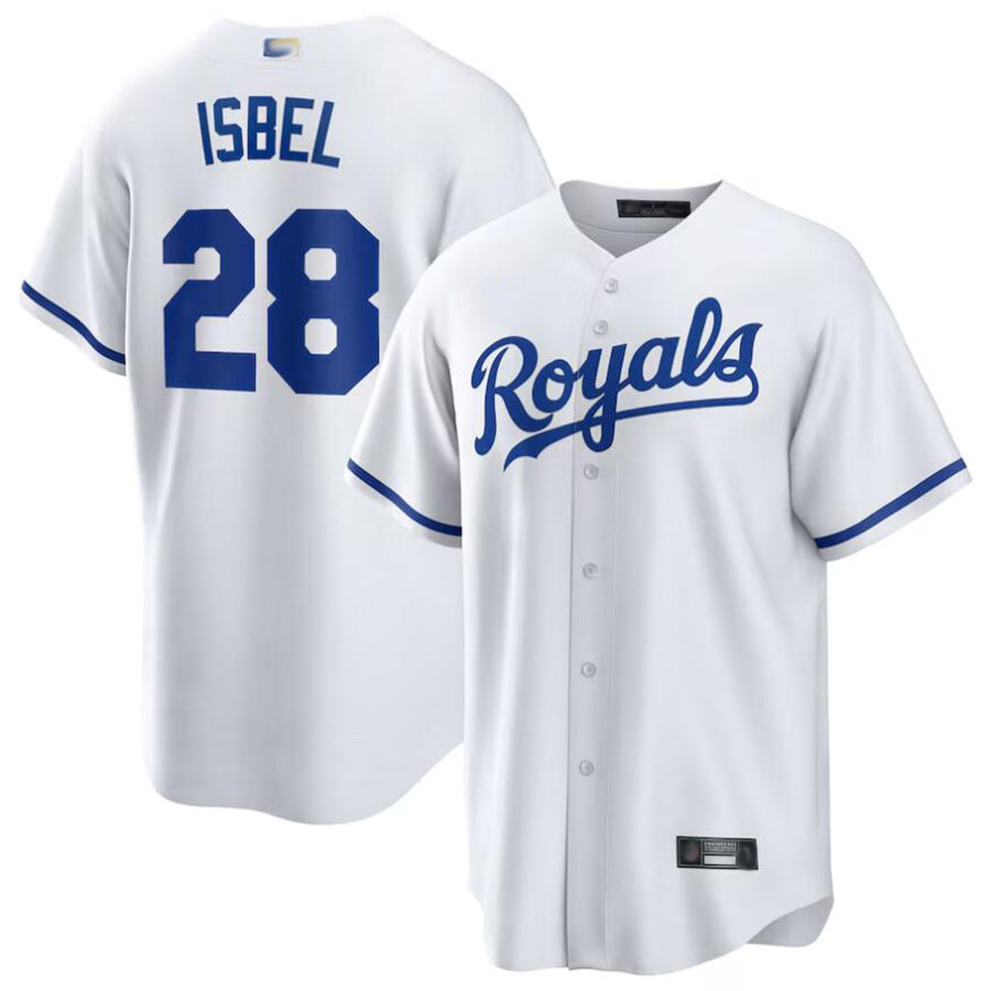KC.Royals #28 Kyle Isbel Player White Home Replica Baseball Jerseys