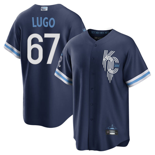 KC.Royals #67 Seth Lugo Player Navy City Connect Replica Baseball Jerseys