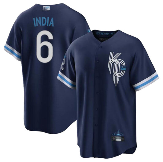 KC.Royals #6 Jonathan India Player Gray Home Replica Baseball Jerseys
