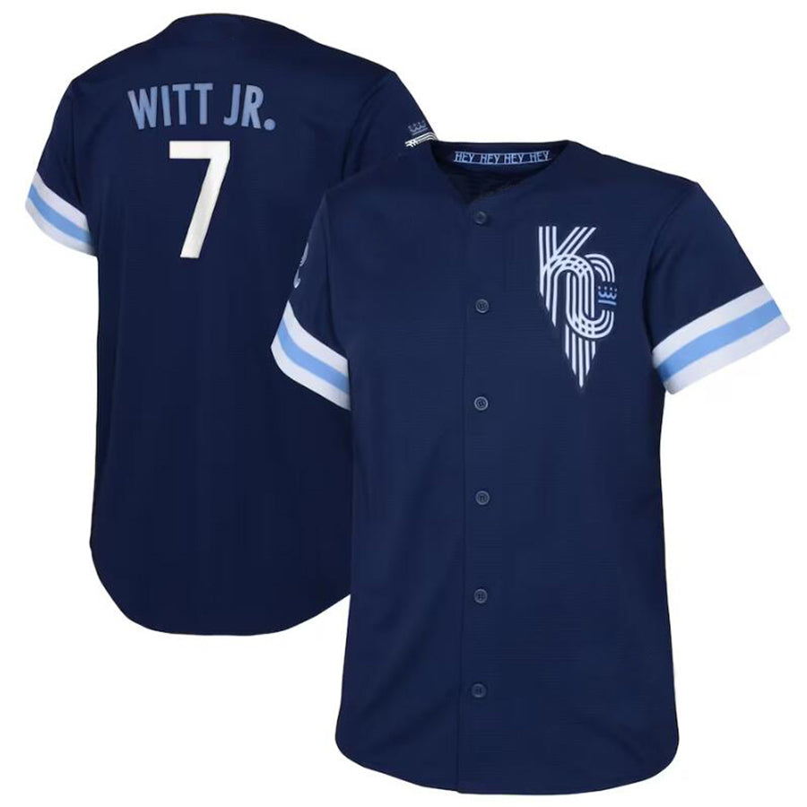 KC.Royals #7 Bobby Witt Jr. Navy City Connect Replica Player Baseball Jerseys