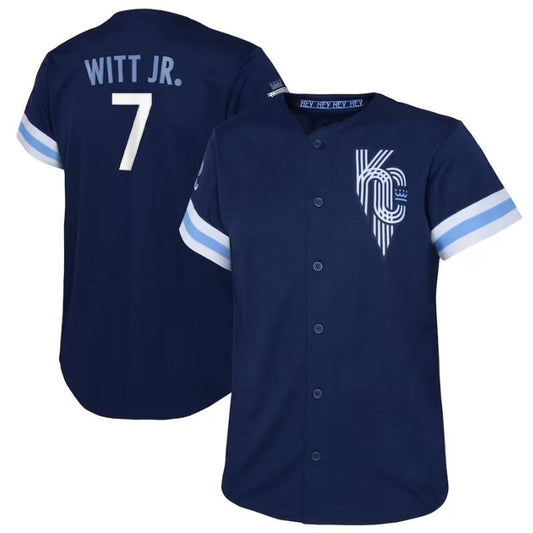 KC.Royals #7 Bobby Witt Jr. Navy City Connect Replica Player Baseball Jerseys