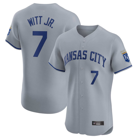 KC.Royals #7 Bobby Witt Jr. Player Gray Road Elite Baseball Jerseys