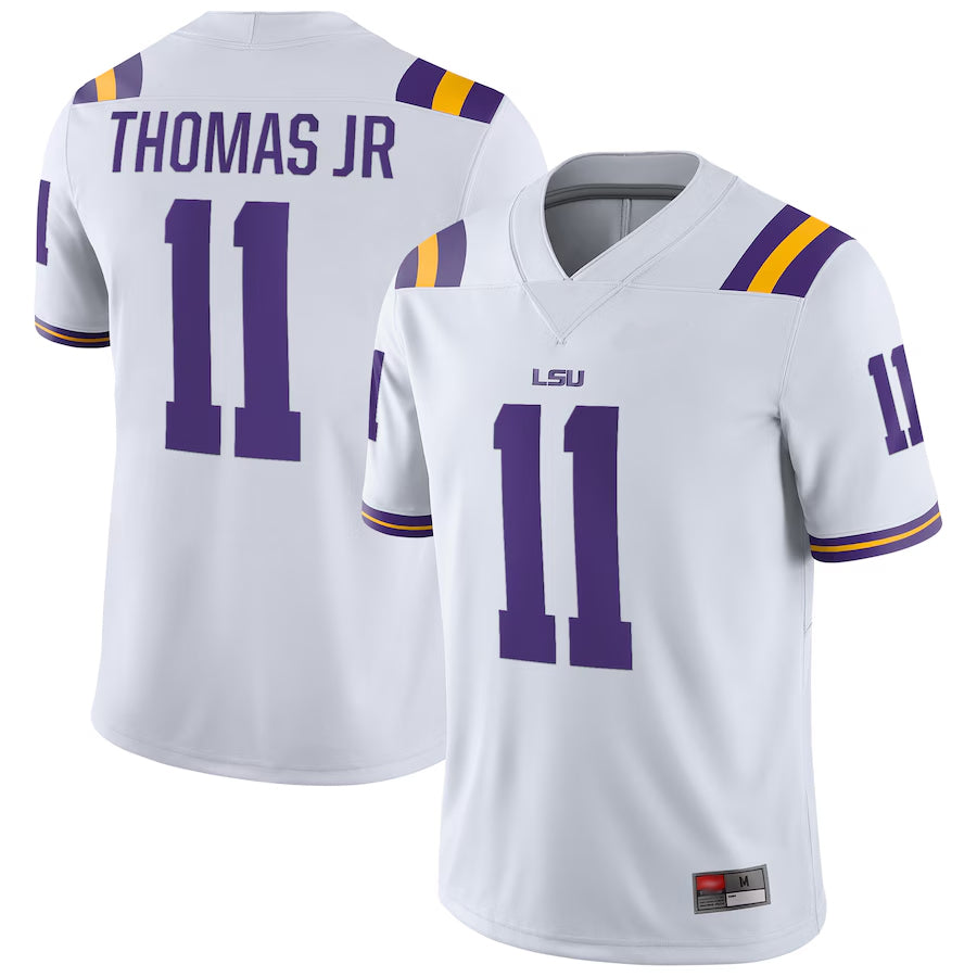 L.Tigers #11 Brian Thomas Jr Player White Home Game College Jerseys