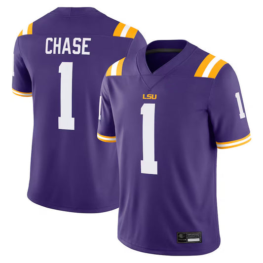 L.Tigers #1 Ja'Marr Chase Player Purple Alumni Replica Game College Jerseys