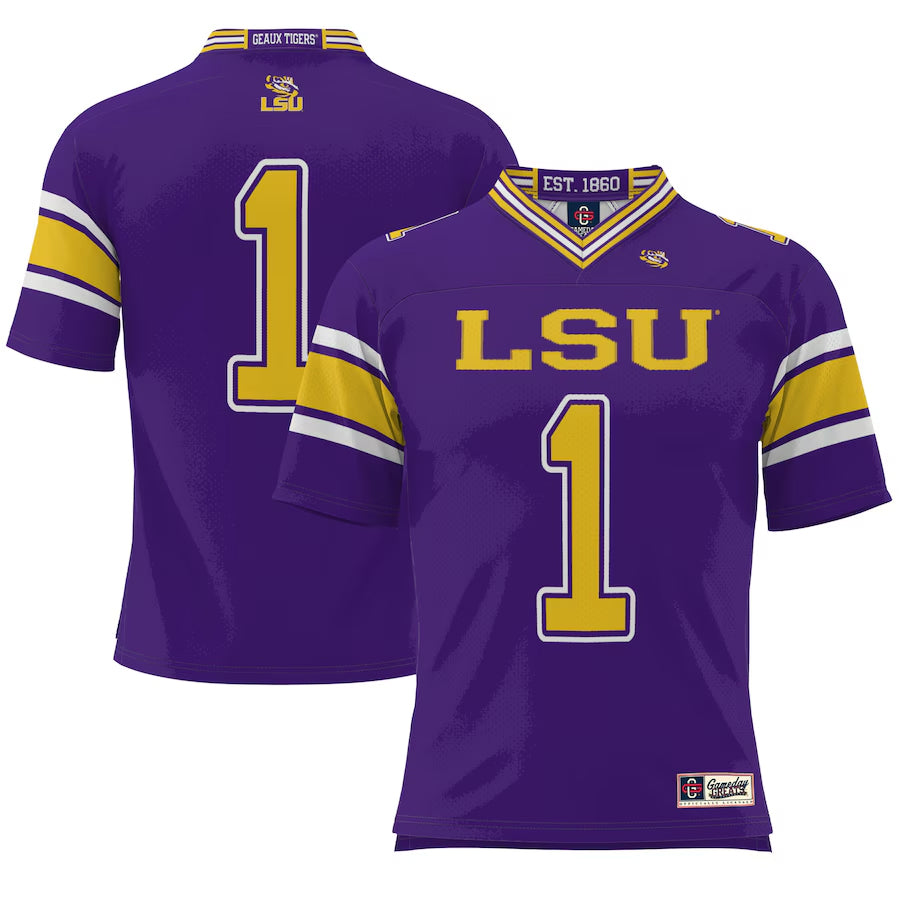 L.Tigers #1 Player Purple Endzone Game College Jerseys