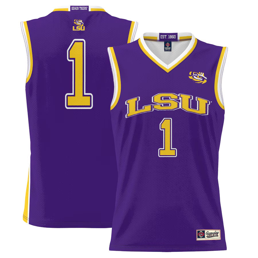 L.Tigers #1 Player Purple Lightweight Game Basketball Jerseys