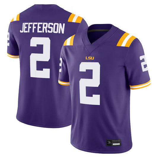 L.Tigers #2 Justin Jefferson Player Purple Home Game College Jerseys