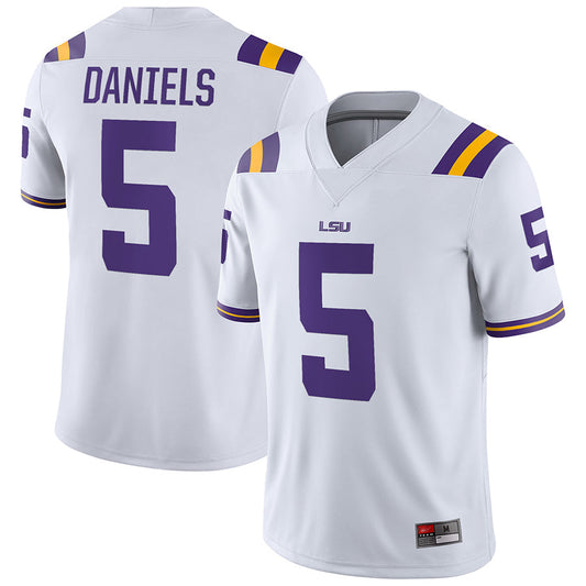 L.Tigers #5 Jayden Daniels Player White Limited Home Game College Jerseys