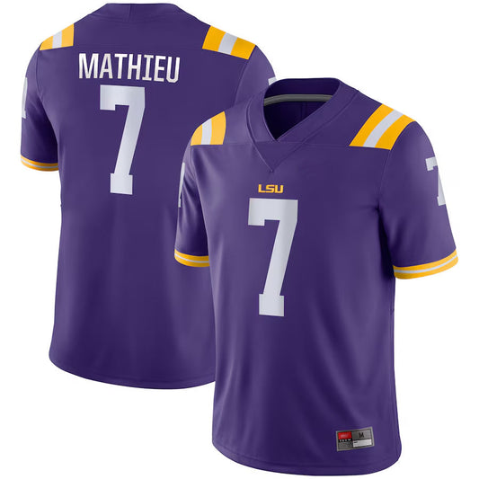 L.Tigers #7 Tyrann Mathieu Player Purple Home Game College Jerseys