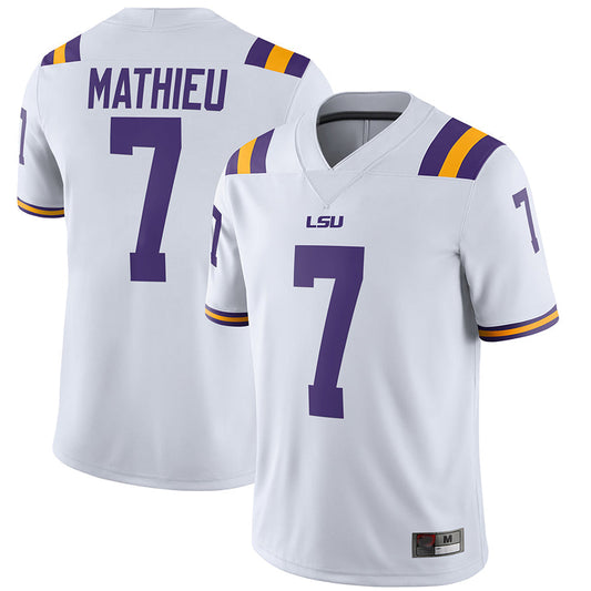L.Tigers #7 Tyrann Mathieu Player White Home Game College Jerseys