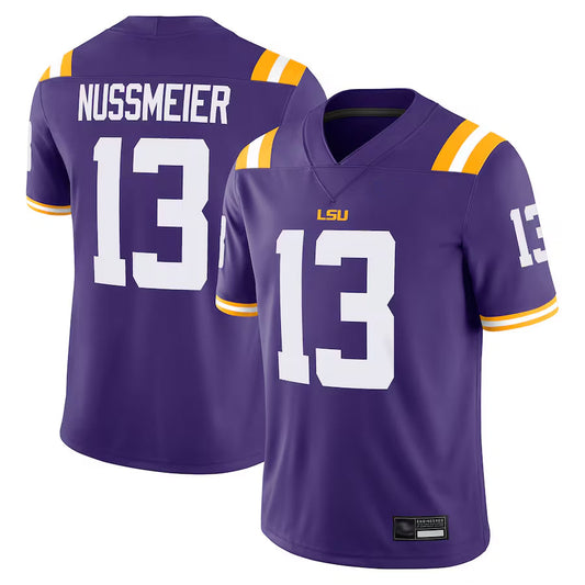 L.Tigers #13 Garrett Nussmeier Player Purple Game College Jerseys