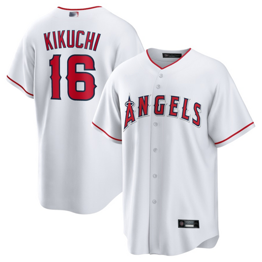 LA.Angels #16 Yusei Kikuchi Player White Home Replica Baseball Jerseys