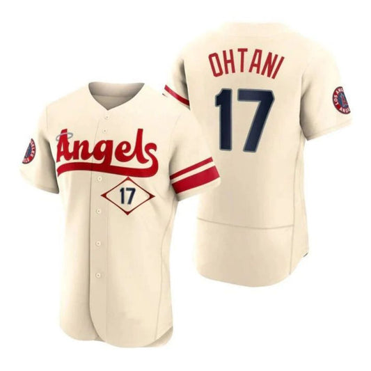 LA.Angels #17 Shohei Ohtani Player Cream Stitched City Connect Elite Baseball Jerseys