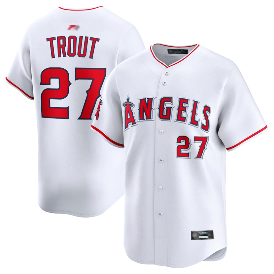 LA.Angels #27 Mike Trout Player White Home Limited Baseball Jerseys