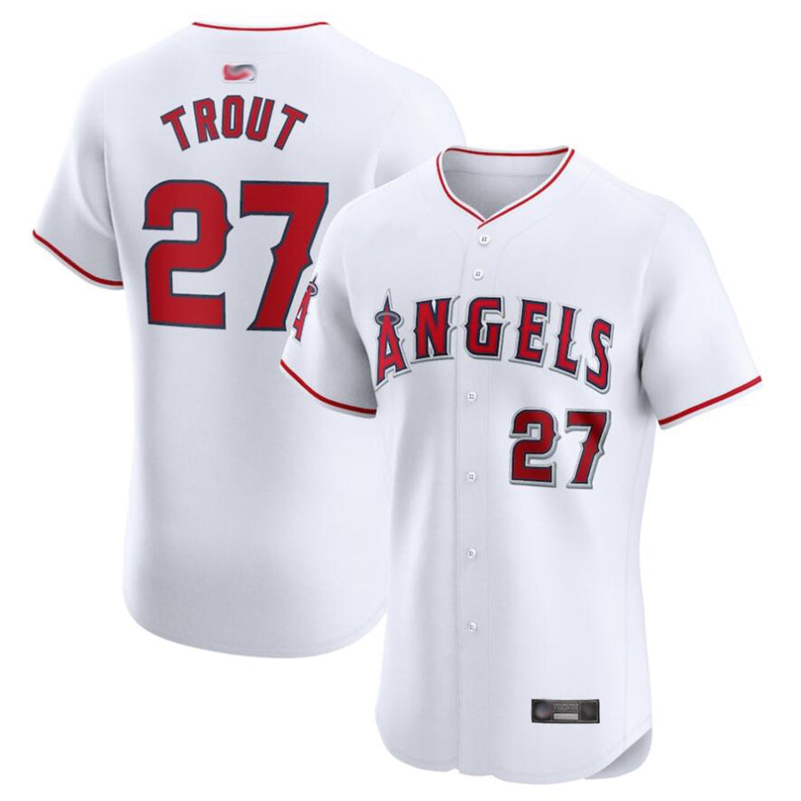 LA.Angels #27 Mike Trout Player White Home Limited Elite Baseball Jerseys