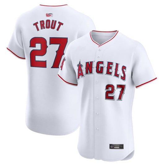 LA.Angels #27 Mike Trout Player White Home Limited Elite Baseball Jerseys