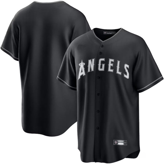 LA.Angels Blank Player Black Lights Out Replica Baseball Jerseys
