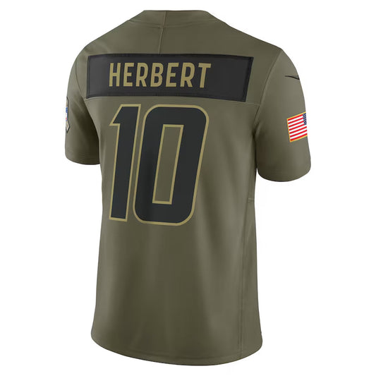 LA.Chargers #10 Justin Herbert Player Olive Salute to Service Limited Football Jerseys