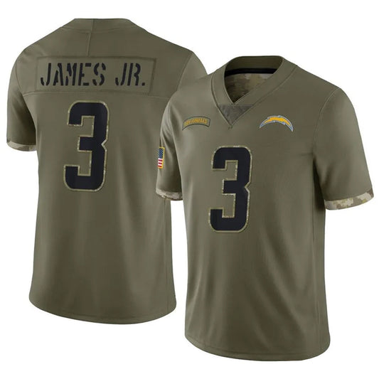 LA.Chargers Derwin James Jr. Player Salute To Service Olive Football Jerseys