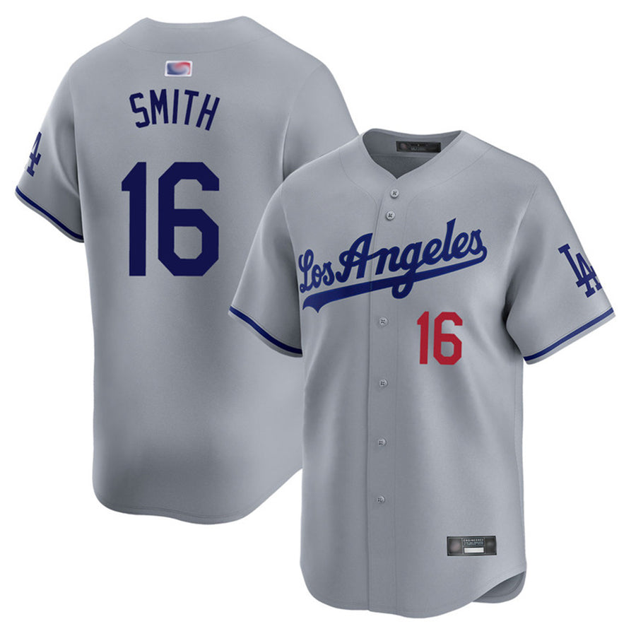 LA.Dodgers #16 Will Smith Player Gray Road Limited Baseball Jerseys