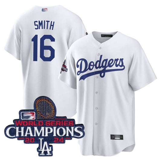 LA.Dodgers #16 Will Smith Player Home World Series Champions White Baseball Jerseys