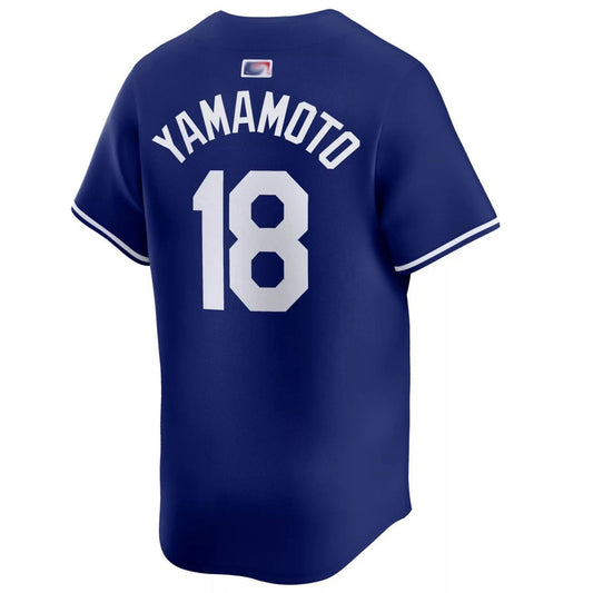 LA.Dodgers #18 Yoshinobu Yamamoto Player Royal Limited Home Game Baseball Jerseys