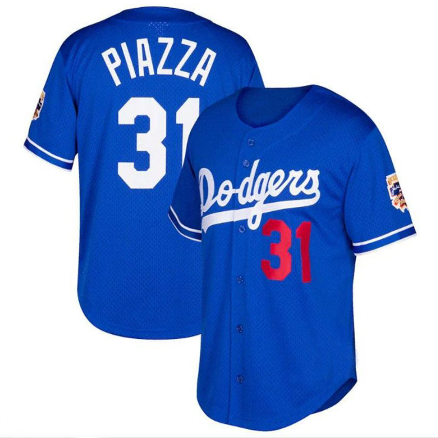 LA.Dodgers #31 Mike Piazza Player Mitchell & Ness Cooperstown Collection Mesh Batting Practice Jersey - Royal Baseball Jerseys