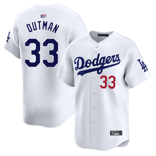 LA.Dodgers #33 James Outman Player White Home Limited Baseball Jerseys