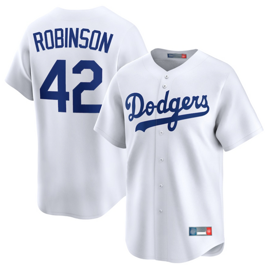LA.Dodgers #42 Jackie Robinson Player White Throwback Limited Baseball Jerseys