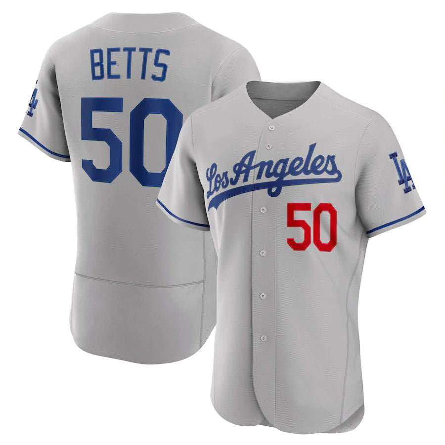 LA.Dodgers #50 Mookie Betts Player Gray Elite Baseball Jerseys