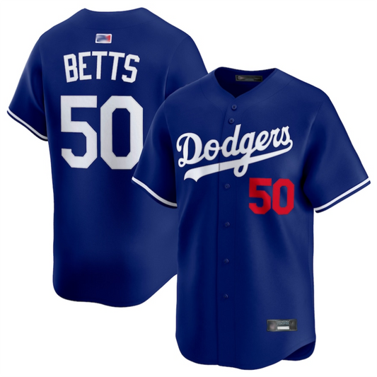 LA.Dodgers #50 Mookie Betts Player Royal Limited Baseball Jerseys