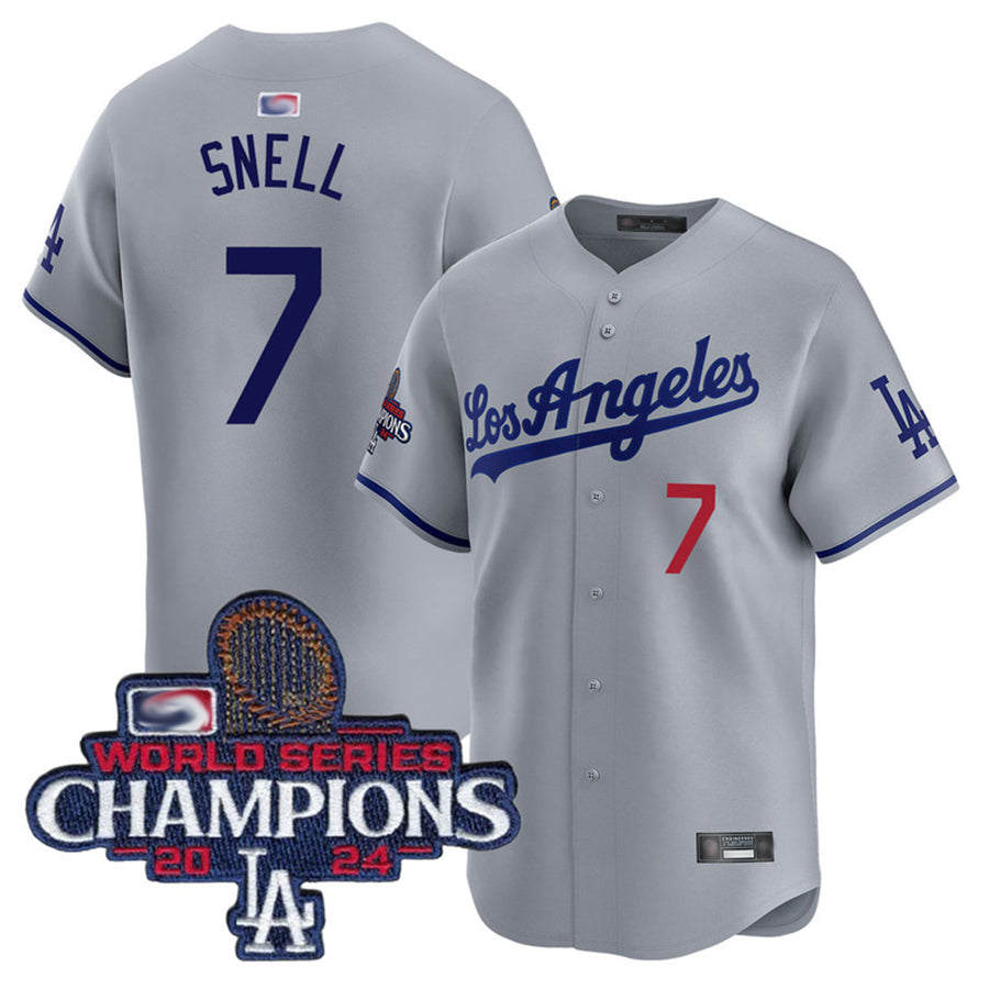 LA.Dodgers #7 Blake Snell Player Road Limited World Series Champions Baseball Jerseys