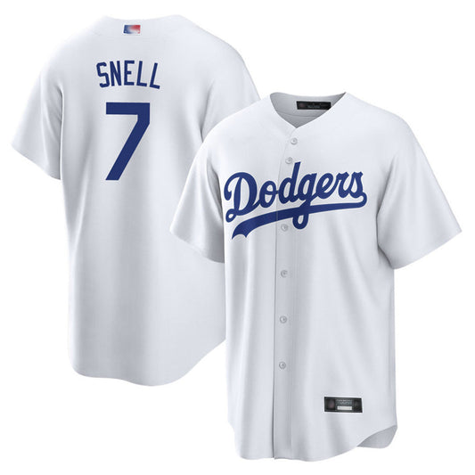 LA.Dodgers #7 Blake Snell Player White Home Replica Baseball Jerseys