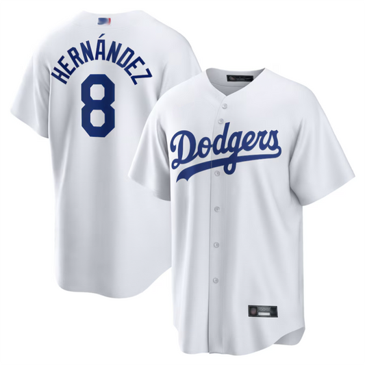 LA.Dodgers #8 Enrique Hernandez Player White Home Replica Baseball Jerseys