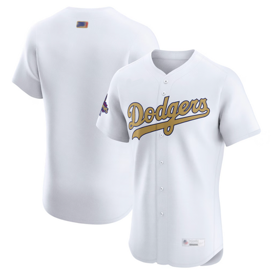 LA.Dodgers Blank Player White Gold Collection Elite Baseball Jerseys