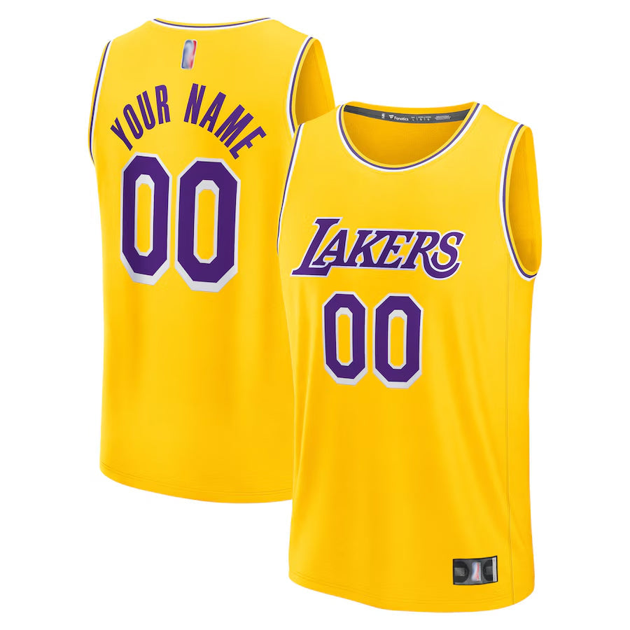 LA.Lakers Fanatics Gold Fast Break Custom Icon Edition Basketball Jerseys